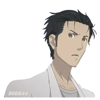 😧 Rintaro Okabe Steins;Gate Аниме, Ученый, Лабораторный халат, Серьезный, Портрет telegram sticker