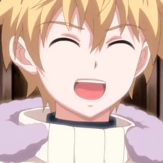 😆 Anime, Garçon, Dessin animé, Sourire, Joyeux, Gai telegram sticker