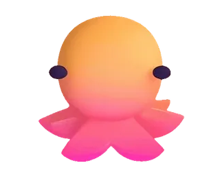 🐙 Alieno, Creatura, Polpo, Gradiente, Rosa, Giallo telegram sticker