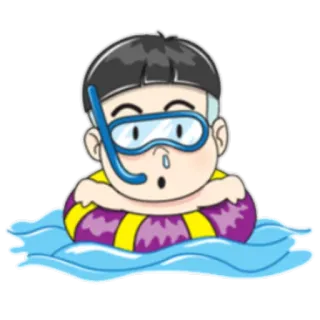 🌊 renang, kartun, pelampung, anak, kacamata renang, air whatsapp sticker