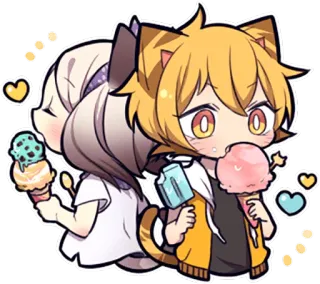 🍦 귀여운, 카와이, 치비, 아이스크림, 애니메이션, 만화, 캐릭터, 스티커 telegram sticker