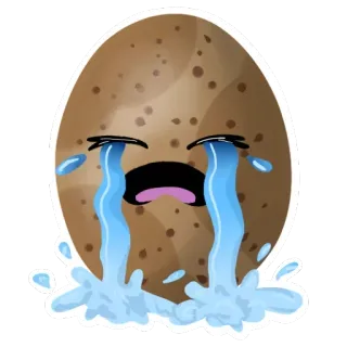 😭 哭泣, 土豆, 悲伤, 眼泪, 表情符号, 卡通, 吉祥物 telegram sticker