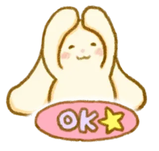 💭 OK☆ ok, zgoda, słodki, pozytywny, królik whatsapp sticker