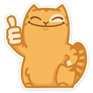 👍 chat, pouce levé, orange, joyeux, mignon, autocollant telegram sticker