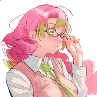 👾 Mitsuri Kanroji Demon Slayer Anime, Óculos, Cabelo rosa, Personagem, Demon Slayer, Mitsuri Kanroji telegram sticker