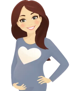 🤰 Schwangerschaft, Schwangere, Herz, Frau, Cartoon whatsapp sticker