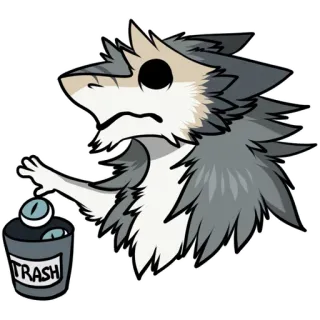 ☹️ TRASH furry, trash, cartoon, sticker, wolf, animal telegram sticker