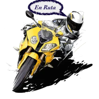 🛣 En Ruta moto, conduite, itinéraire, voyage, jaune, casque whatsapp sticker