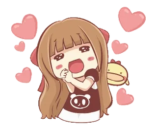 🍞 Мультфильм, Милые, Сердечки, Девочка, Каваий, Аниме telegram sticker