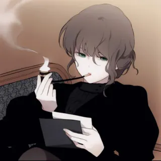 🪔 Frau, Pfeife, Rauchen, Porträt, Anime, Manga, Charakter telegram sticker