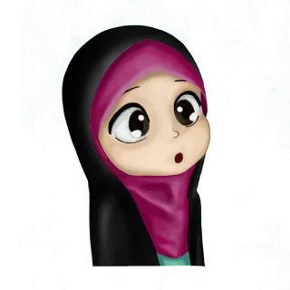😯 cartoon, girl, hijab, muslim, islam, character telegram sticker