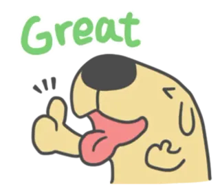 👍 Great chien, animal, super, pouce levé, approbation, positif whatsapp sticker