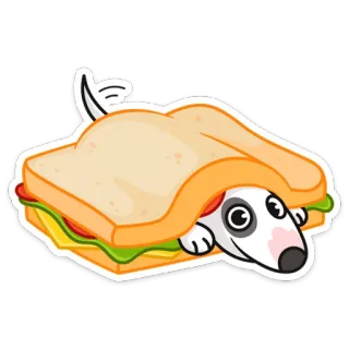 🥪 chien, sandwich, nourriture, dessin animé, animal, mignon whatsapp sticker