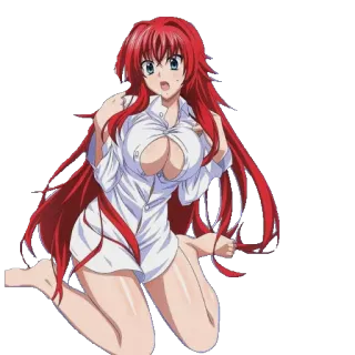 😮 Rias Gremory High School DxD Anime, cabelo vermelho, Ecchi, Fanservice, Waifu, Garota anime telegram sticker