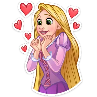 😍 Rapunzel Tangled Raiponce, Disney, Raiponce (film), Dessin animé, Princesse, Amour, Coeurs telegram sticker
