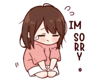 🙏 I'M SORRY ขอโทษ, เสียใจ, อนิเมะ, ผู้หญิง, น่ารัก, การ์ตูน telegram sticker
