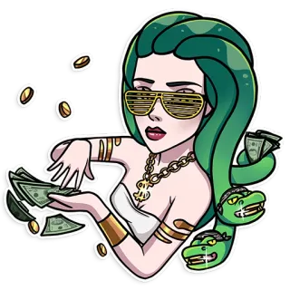 💵 Medusa Medusa, Geld, Mythologie, Schlange, Bargeld, Luxus, Gold telegram sticker