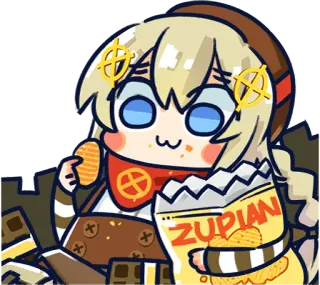 😋 ZUPIAN Anime, Mädchen, Chips, Snack, Süß whatsapp sticker