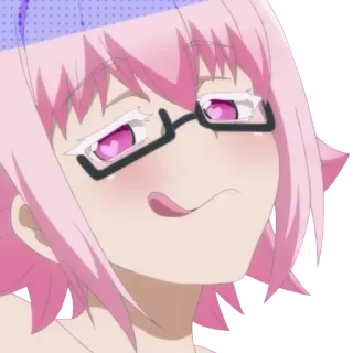🤤 Anime, Kartun, Lucu, Rambut merah muda, Perempuan, Kacamata telegram sticker