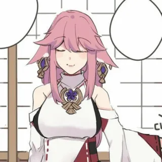 🍡 Yae Miko Genshin Impact anime, genshin impact, yae miko, video game character, pink hair, fox, fanart telegram sticker