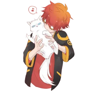😀 cartoon, anime, cat, white cat, music note, orange hair, character telegram sticker