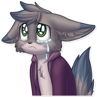 😢 wolf, traurig, weinend, anthropomorph, Cartoon, Furry whatsapp sticker
