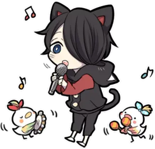 🎤 Chibi, Anime, Sänger, Katzenohren, Mikrofon, Kawaii, Musik telegram sticker