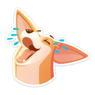 😭 cachorro, corgi, rindo, chorando, lágrimas, emoji telegram sticker
