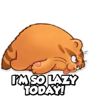 😂 I'M SO LAZY TODAY! cat, lazy, sticker, cartoon, humor, procrastination telegram sticker