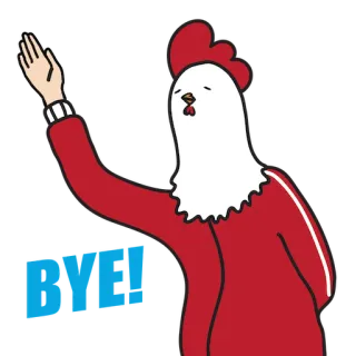 👋 BYE! Huhn, Tschüss, Tschüss, Winken, Cartoon, Tier telegram sticker