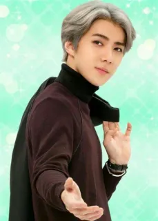 😊 портрет, мужчина, седые волосы, K-pop, знаменитость telegram sticker