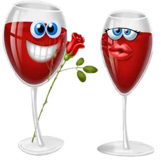 🍷 wine, glass, love, romance, cartoon telegram sticker