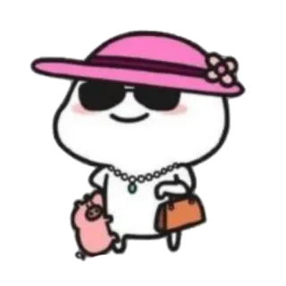 🪐 cartone animato, maiale, cappello, occhiali da sole, moda telegram sticker