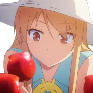 🍭 anime, dziewczyna, kapelusz, jabłko, słodkie telegram sticker