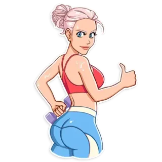 🍑 фитнес, упражнения, тренировка, женщина, гантели telegram sticker