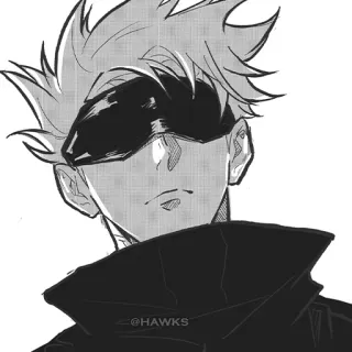 🌐 @HAWKS Anime, Manga, Personnage, Fanart, Noir et blanc, Art telegram sticker