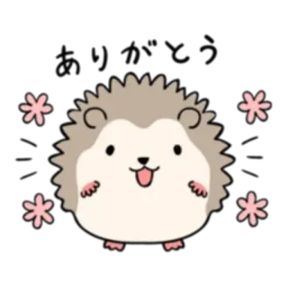 😄 erizo, lindo, animal, flores, dibujos animados telegram sticker