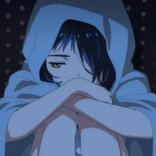 📎 anime, girl, sad, hoodie, manga, character telegram sticker