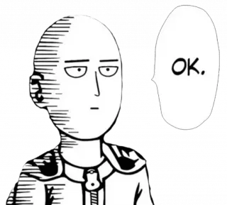 🥊 Saitama One-Punch Man OK. saitama, one-punch man, ok, anime, manga, character, hero telegram sticker
