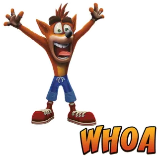 🤗 Crash Bandicoot WHOA video game, cartoon, Crash Bandicoot, WHOA whatsapp sticker