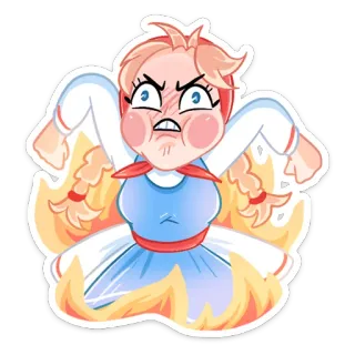 🤬 enojado, fuego, dibujo animado, personaje, mujer, frustrado telegram sticker