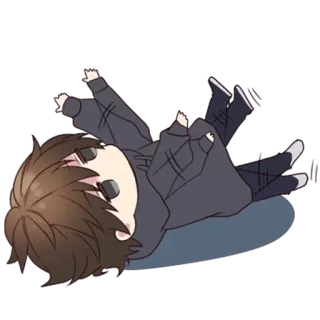 😣 Chibi, Personnage, Geste offensant, Style anime, Couché, Cartoon, Animé telegram sticker