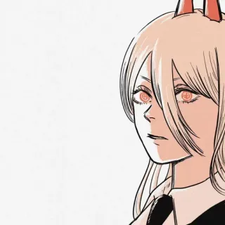 😐 Power Chainsaw Man อนิเมะ, มังงะ, เชนซอว์แมน, พาวเวอร์, ปีศาจ, ปิศาจ, ตัวละคร whatsapp sticker