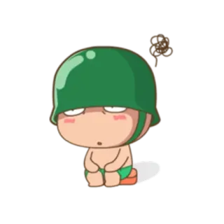 🙄 soldier, helmet, cartoon, child whatsapp sticker