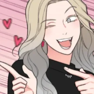 👈 만화, 캐릭터, 소녀, 여자, 하트, 윙크 telegram sticker