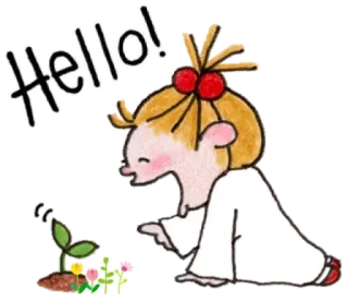 🙋‍♀️ Hello! saudação, olá, planta, flores, desenho animado whatsapp sticker