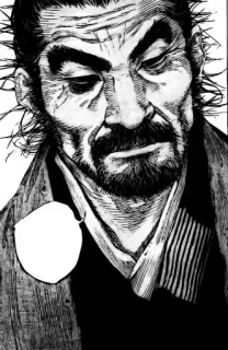 ⚔ hombre, barba, samurái, manga, personaje whatsapp sticker