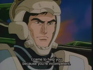 😎 I came to help you because you're incompetent. anime, pilot, incompetence, help, serious, man telegram sticker
