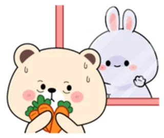 😂 gấu, thỏ, cà rốt, cử chỉ xúc phạm, phim hoạt hình, động vật telegram sticker