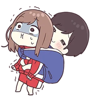 💙 漫画, アニメ, かわいい, ハグ, 友情 telegram sticker
